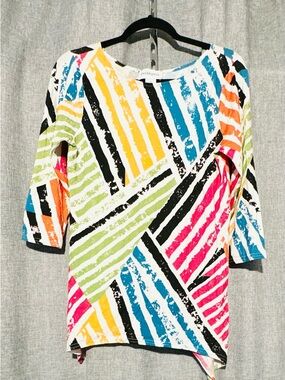 Peck & Peck Multicolor Striped Boatneck Top, Size S